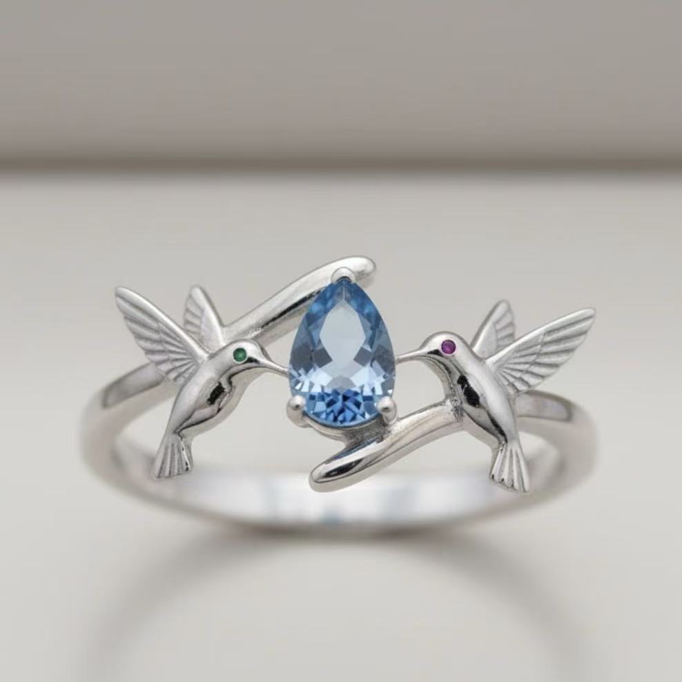 Twin Hummingbird Harmony Ring