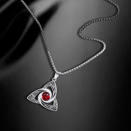 Enchanted Ruby Trinity Knot Amulet Necklace