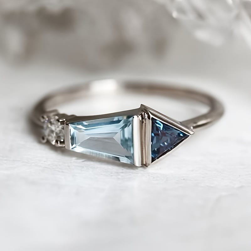 Geometric Balance Crystal Ring