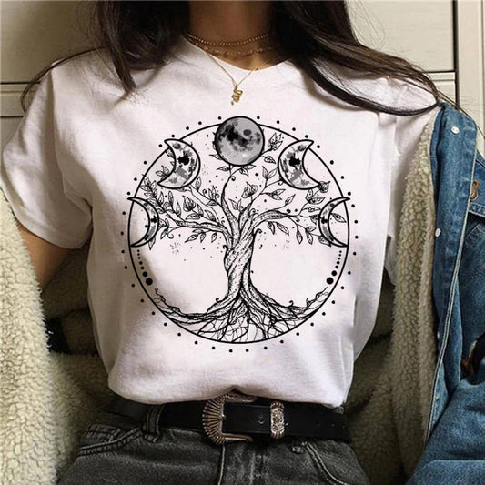 Moon Tree Short Sleeve Printed T-Shirt