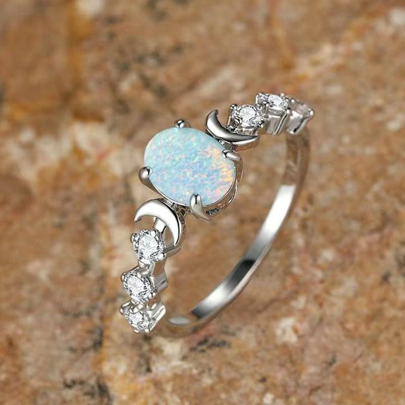 Triple Moon Opal Goddess Ring