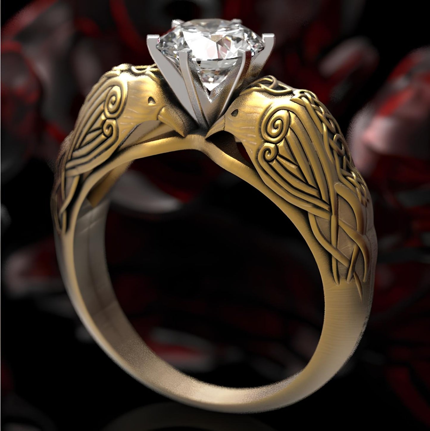 Celtic Crow Goddess Ring
