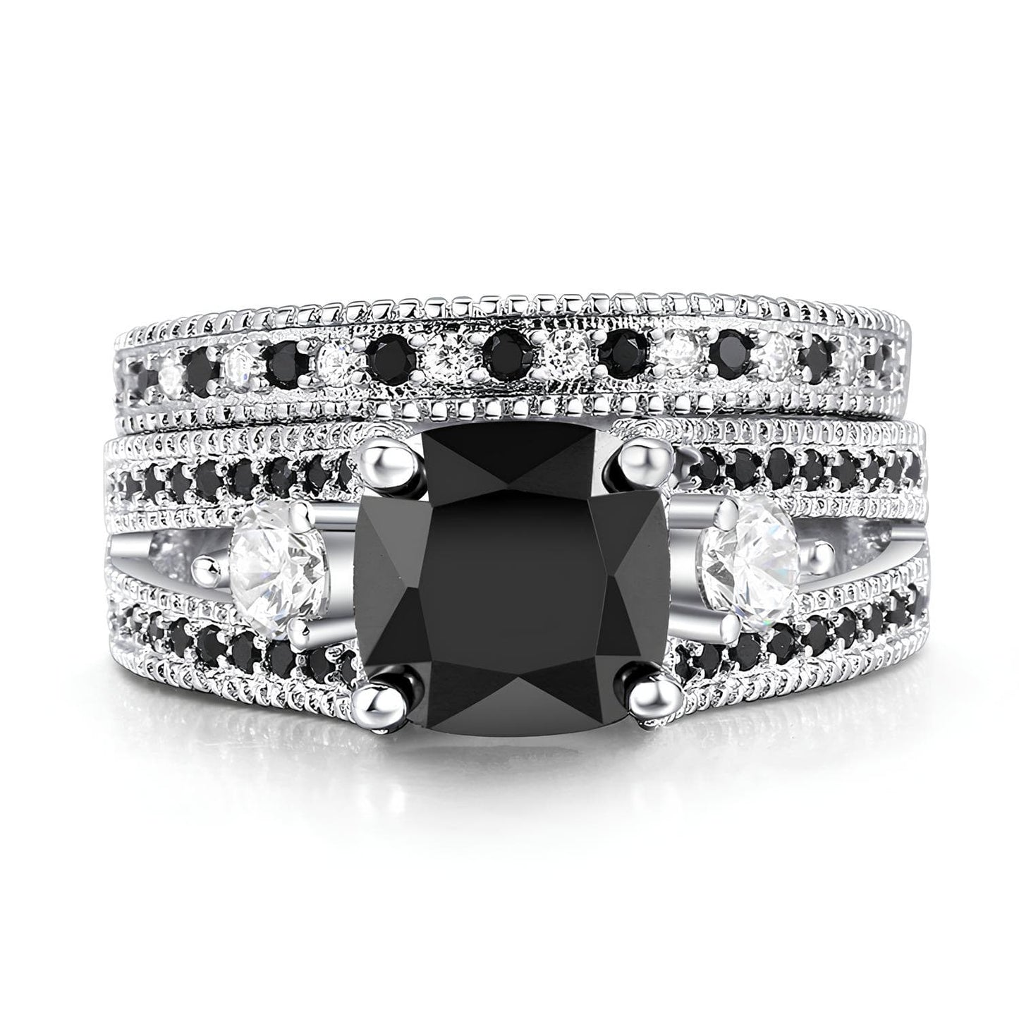 Obsidian Crown of the Veil Ring