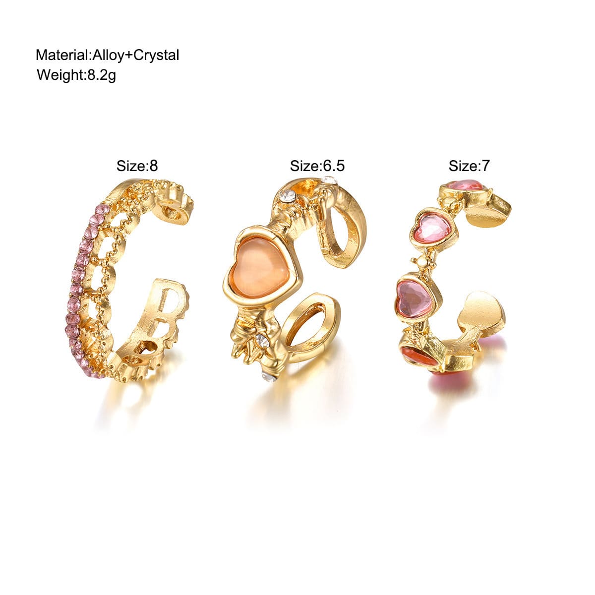 Enchanted Love Crystal Ring Trio: Mystical Bond Set