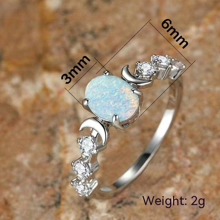 Triple Moon Goddess Opal Ring