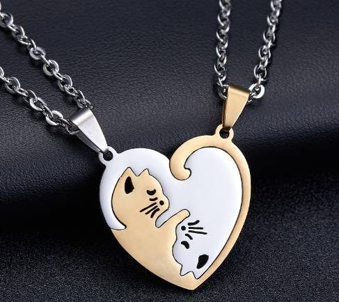 Cat Couple Necklaces for Feline-Loving.