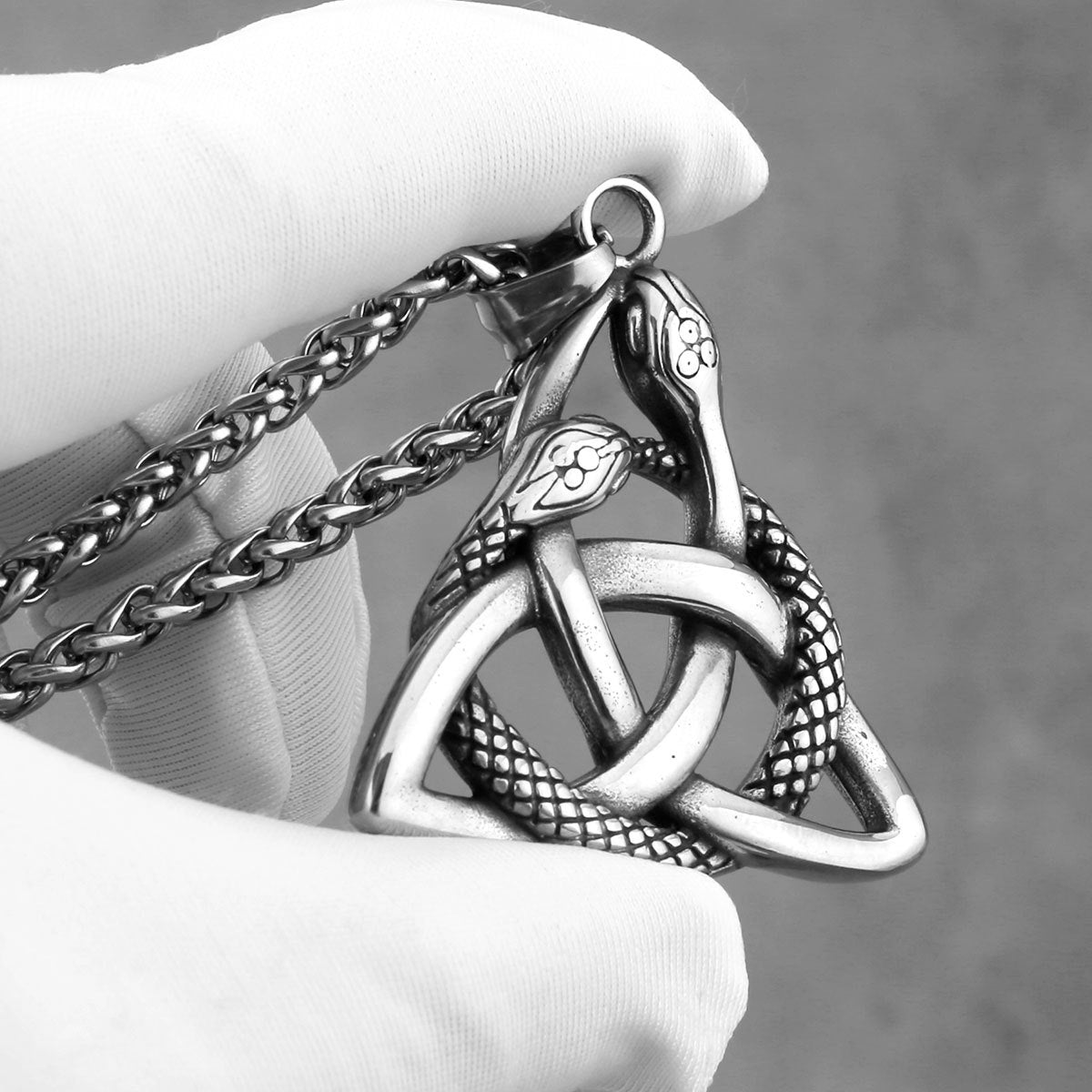 Ouroboros Trinity Knot Necklace