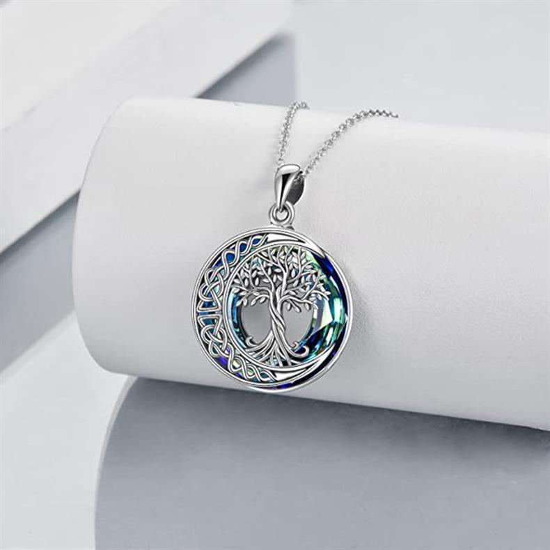 Celestial Crystal Tree of Life Moon Necklace