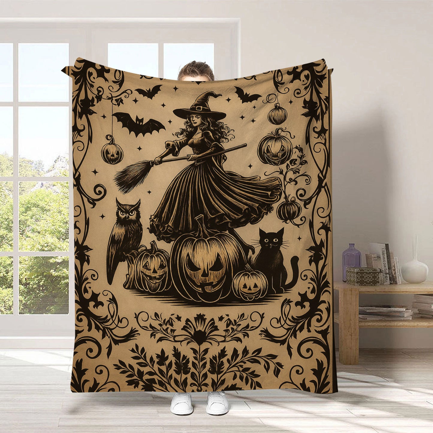 Enchanted Pumpkin Witch Blanket