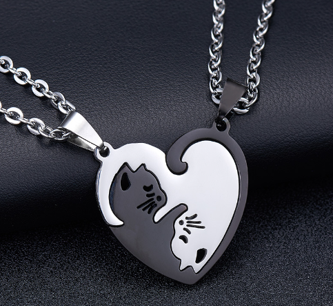 Cat Couple Necklaces for Feline-Loving.
