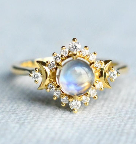 Protection & Healing - Triple Goddess Moonstone Ring