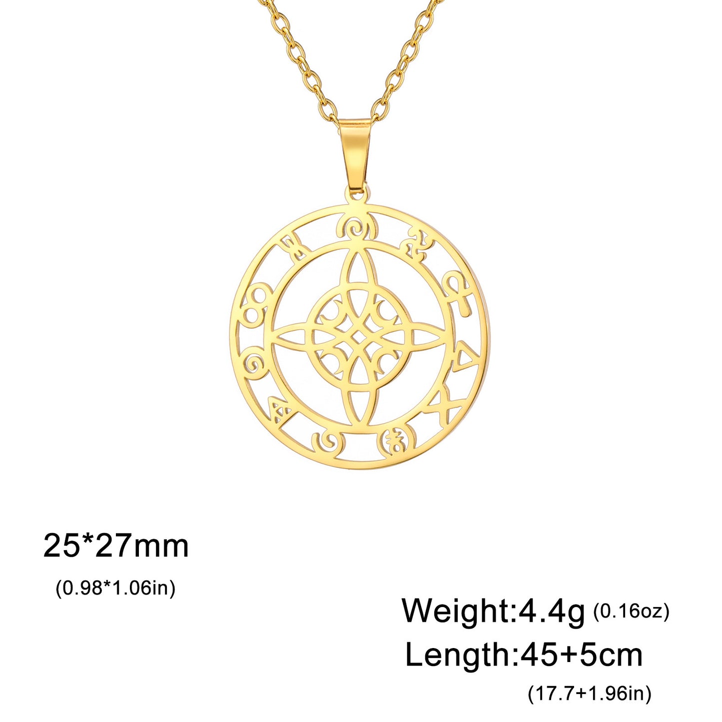 Witches Knot And Crescent Moons Protection Necklace