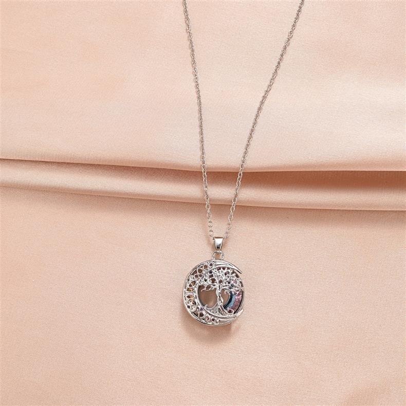 Celestial Crystal Tree of Life Moon Necklace