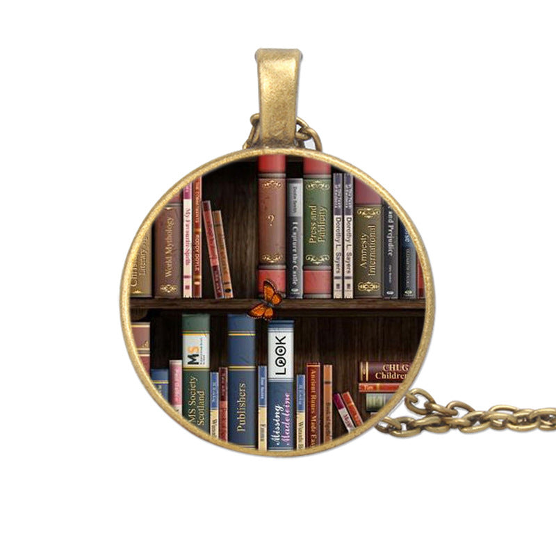 Glass Dome Enchanted Book Necklace
