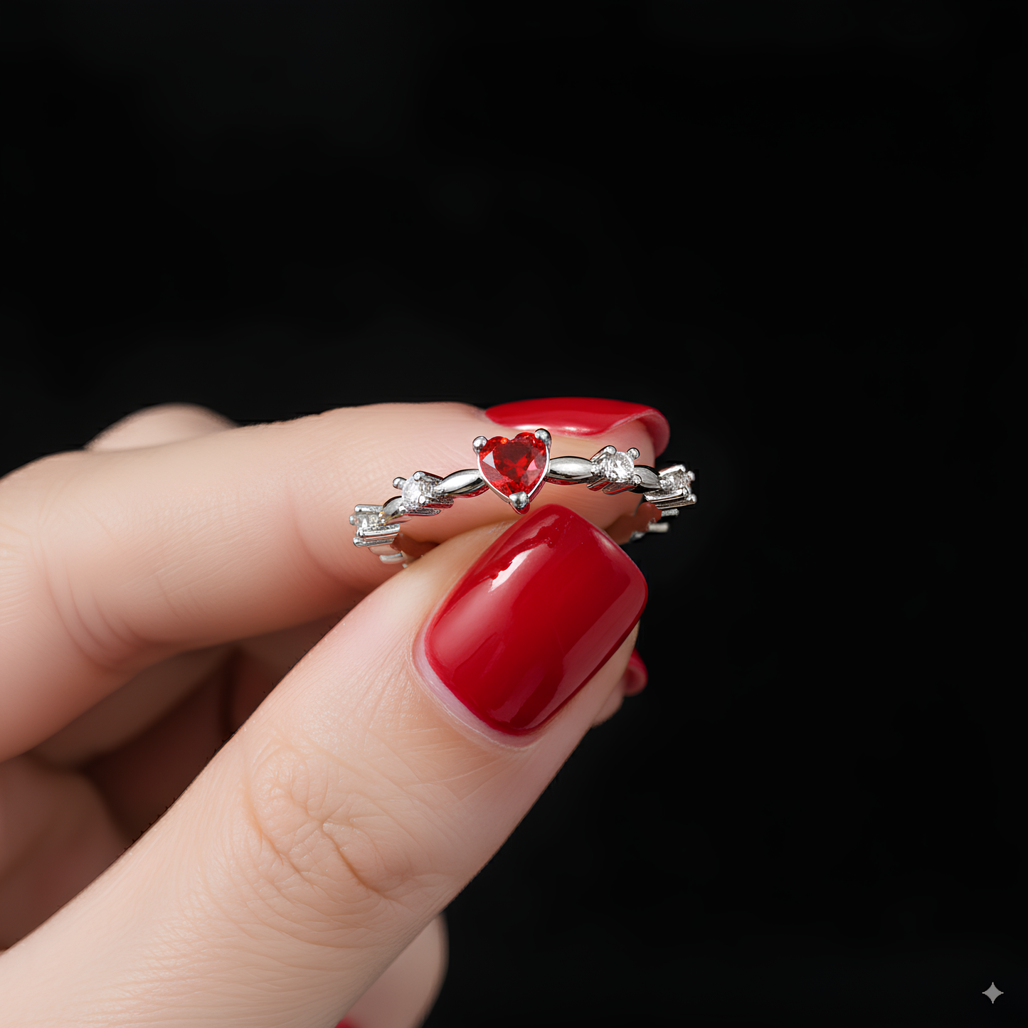 Heart of Crimson Crystal Ring