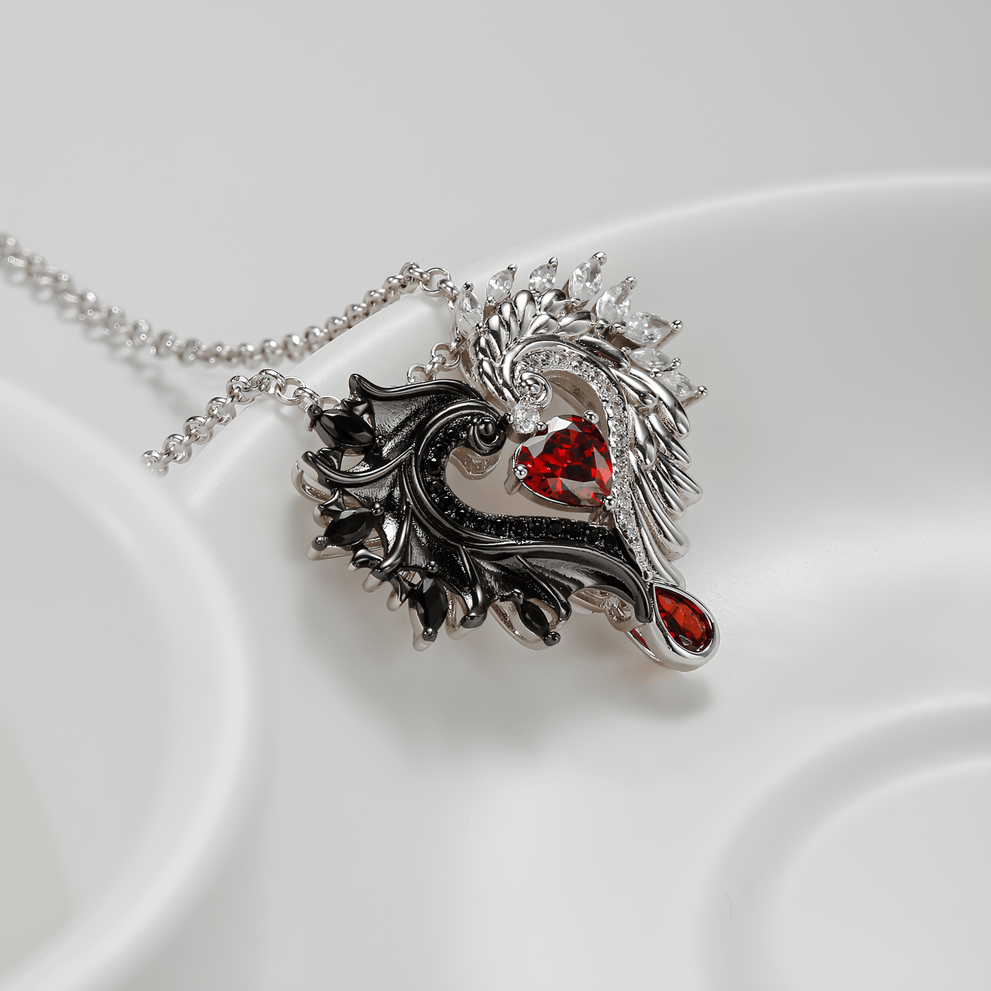 Wings of Light and Shadow Love Necklace
