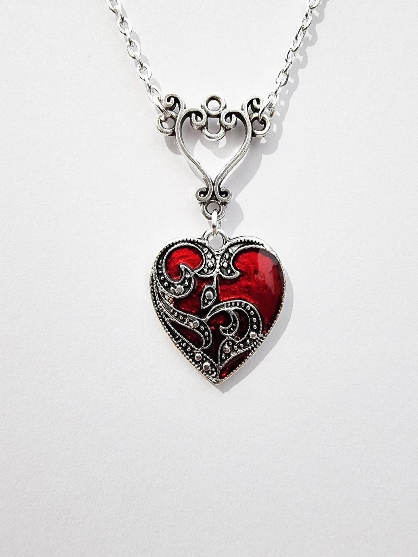 Gothic Heart Crimson Necklace
