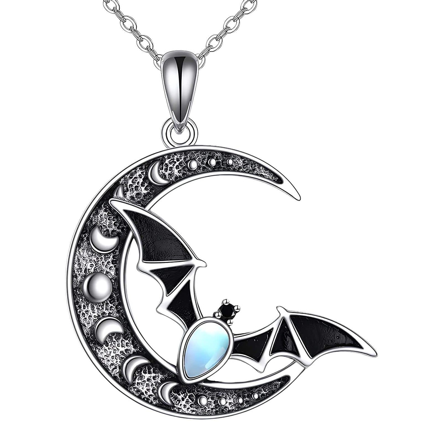 Moonlit Batflight Crescent Necklace