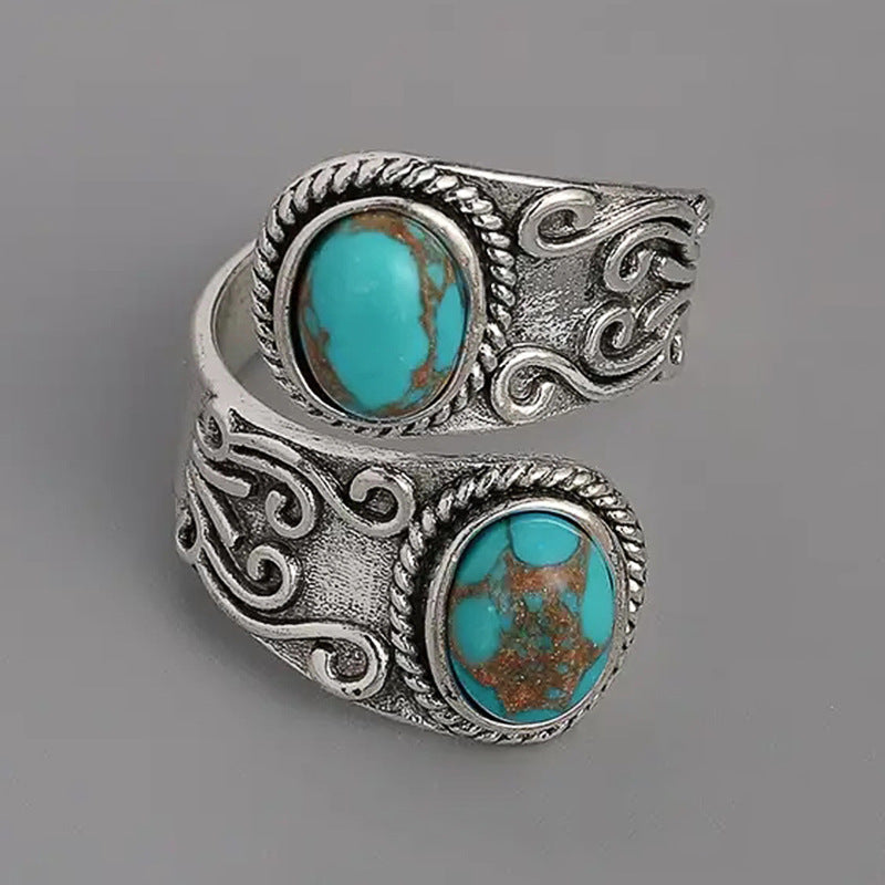 Twin Spirit Turquoise Wrap Ring