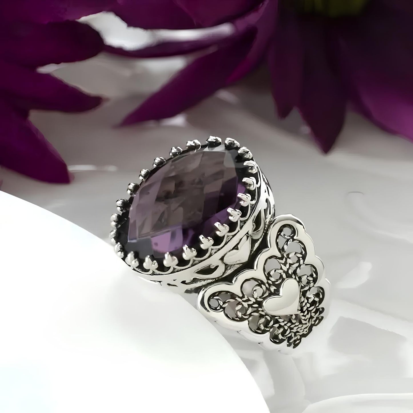 Amethyst Crown of Love Ring