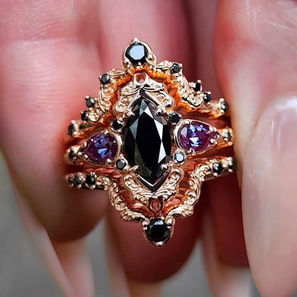 Witch’s Ward Obsidian Amethyst Ring