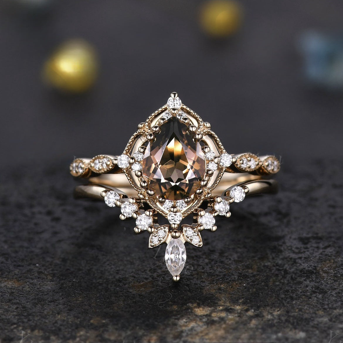 Celestial Vow Zircon Ring Set