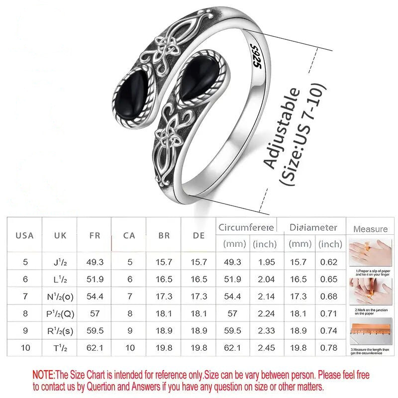 Obsidian Witch's Knot Protection Ring