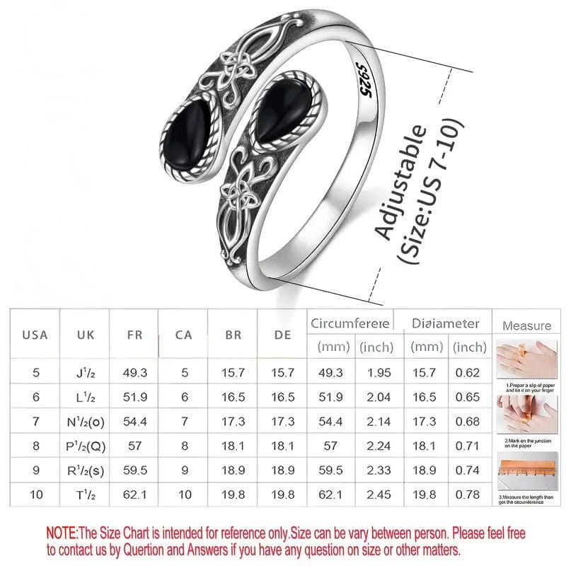 Obsidian Witchs Knot Protection Ring