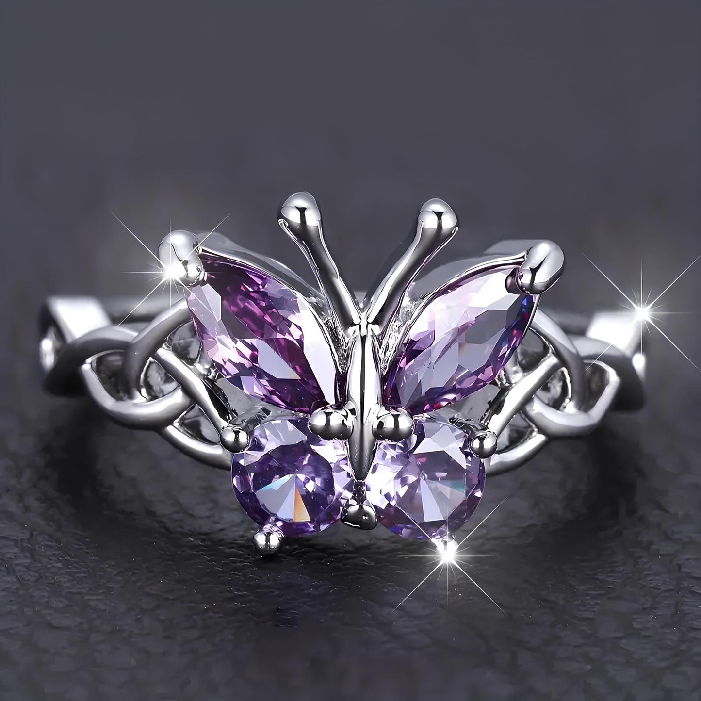 Divine Guidance Trinity Knot Amethyst Ring