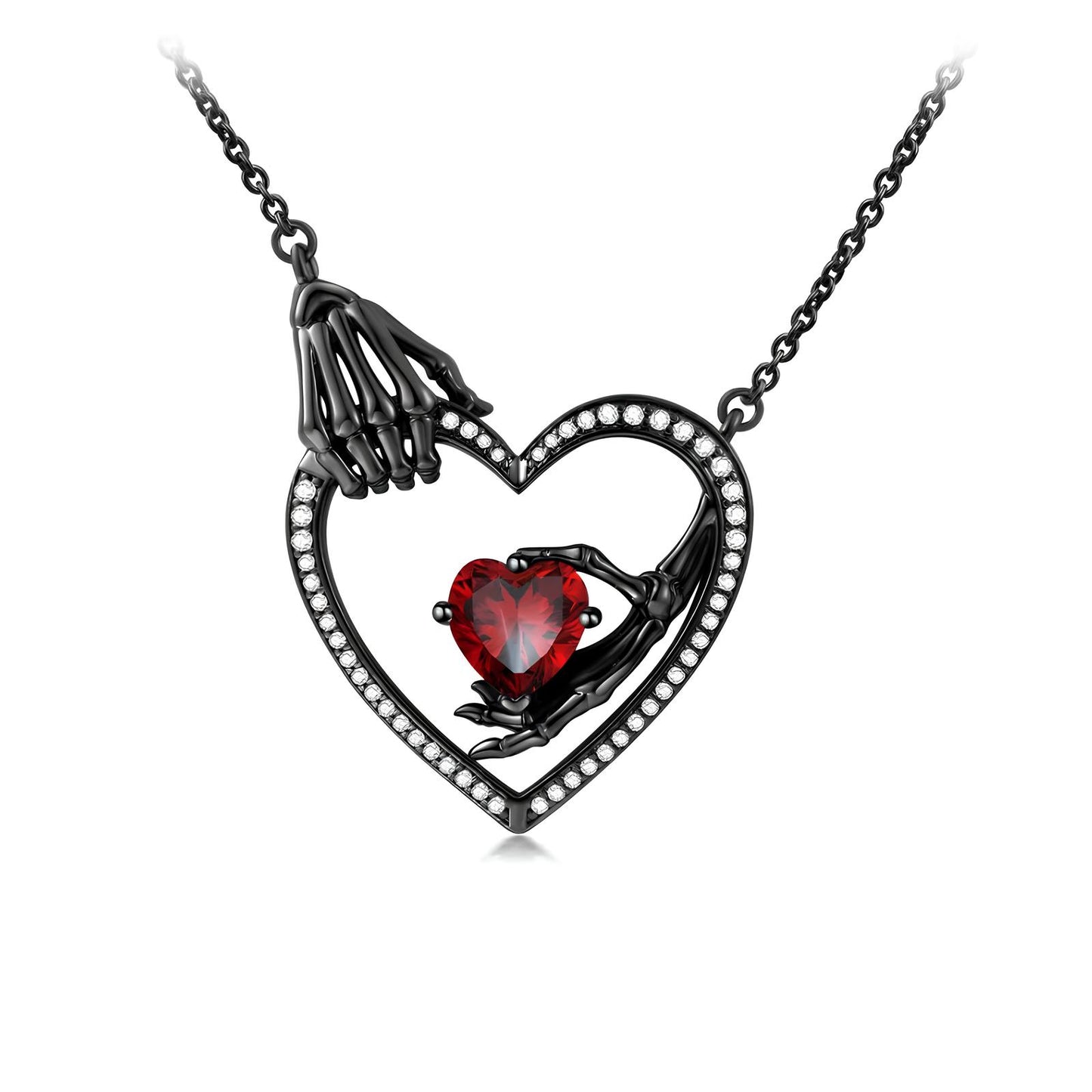 Crimson Heartbound Skeleton Necklace