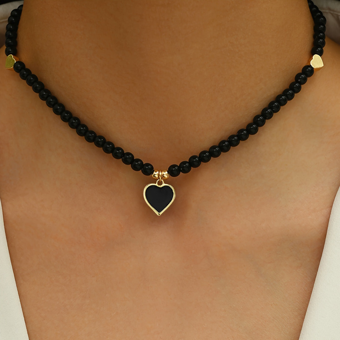 Obsidian Love Bead Necklace