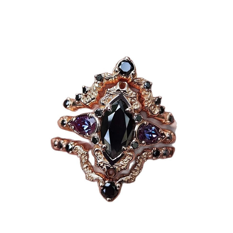 Witch’s Ward Obsidian Amethyst Ring