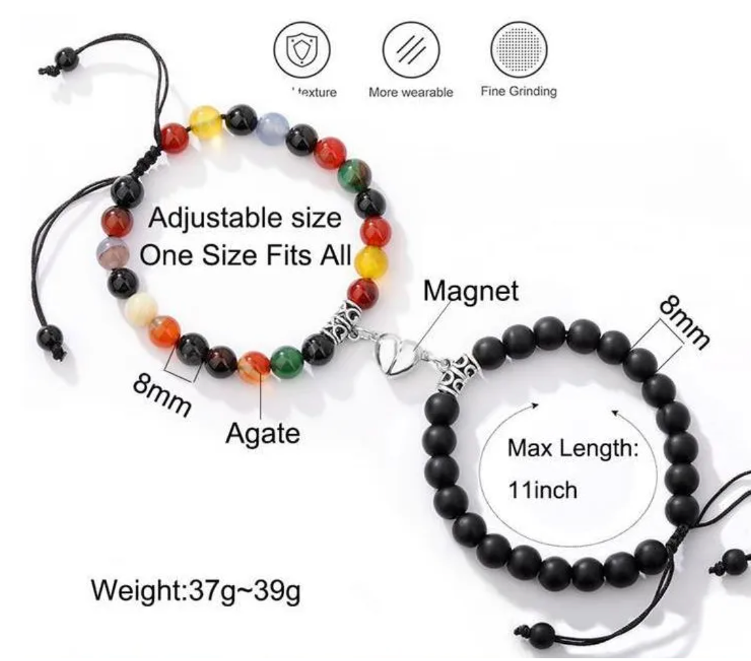 Natural Stone Couple Bracelet Crystal Set (2 pieces)