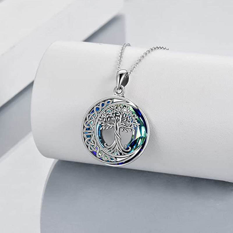 Celestial Crystal Tree of Life Moon Necklace