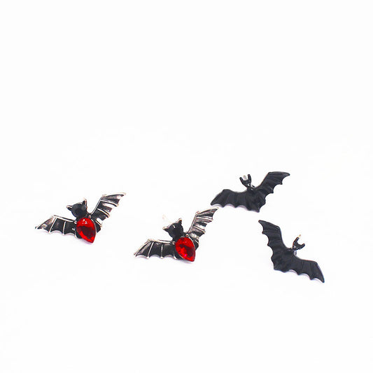 Red Gemstone Bat Stud Earrings