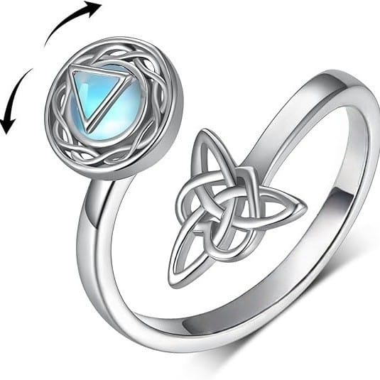 Moonstone Triquetra Spinner Ring
