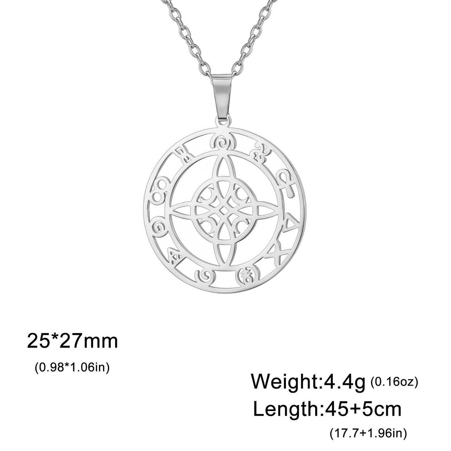 Witches Knot And Crescent Moons Protection Necklace