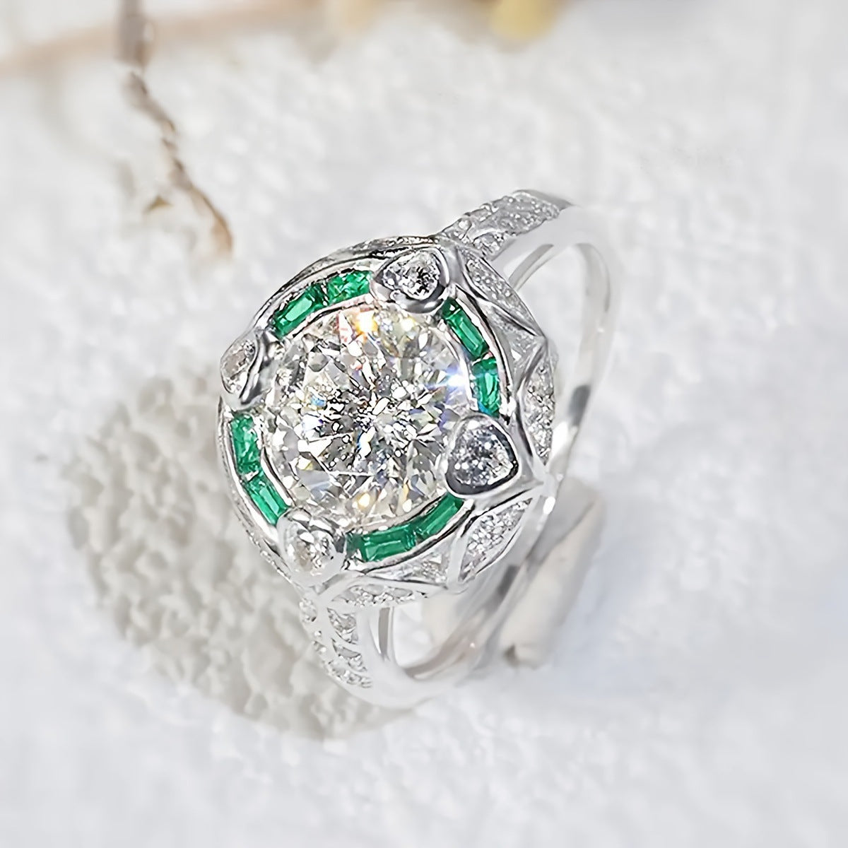 Emerald Halo Love Ring