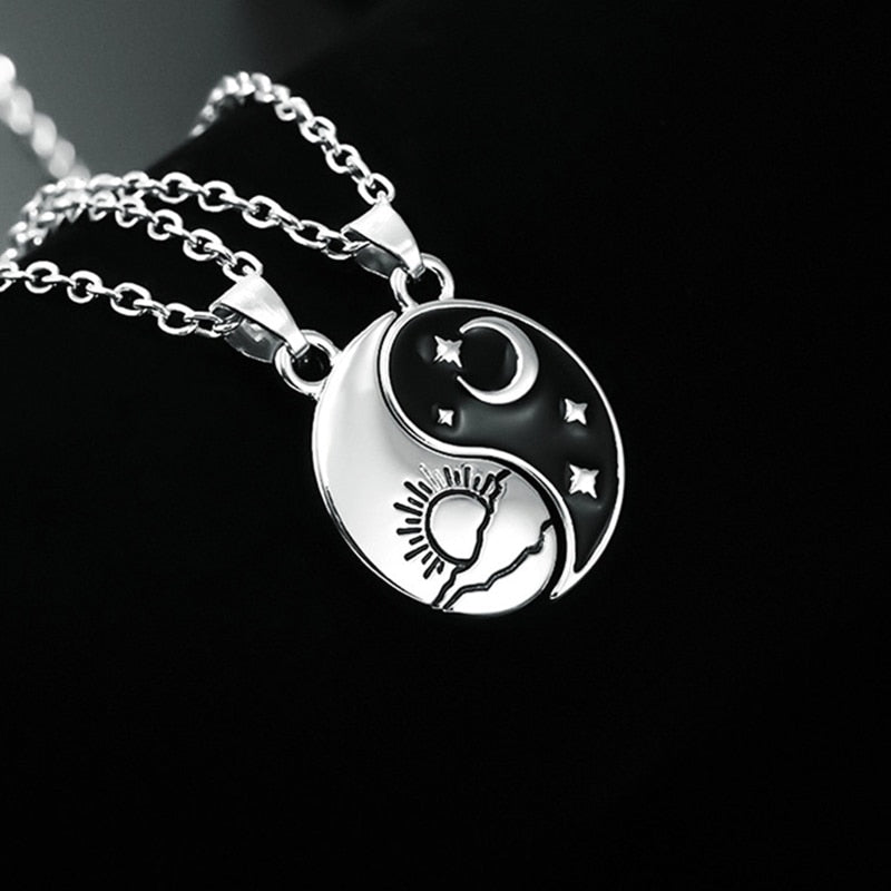 Yin Yang/ Sun Moon Couples Necklace Set