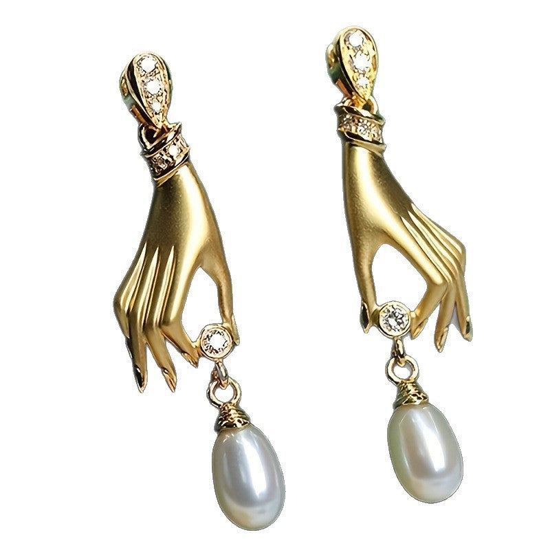 Hand of the Goddess Pearl Earrings