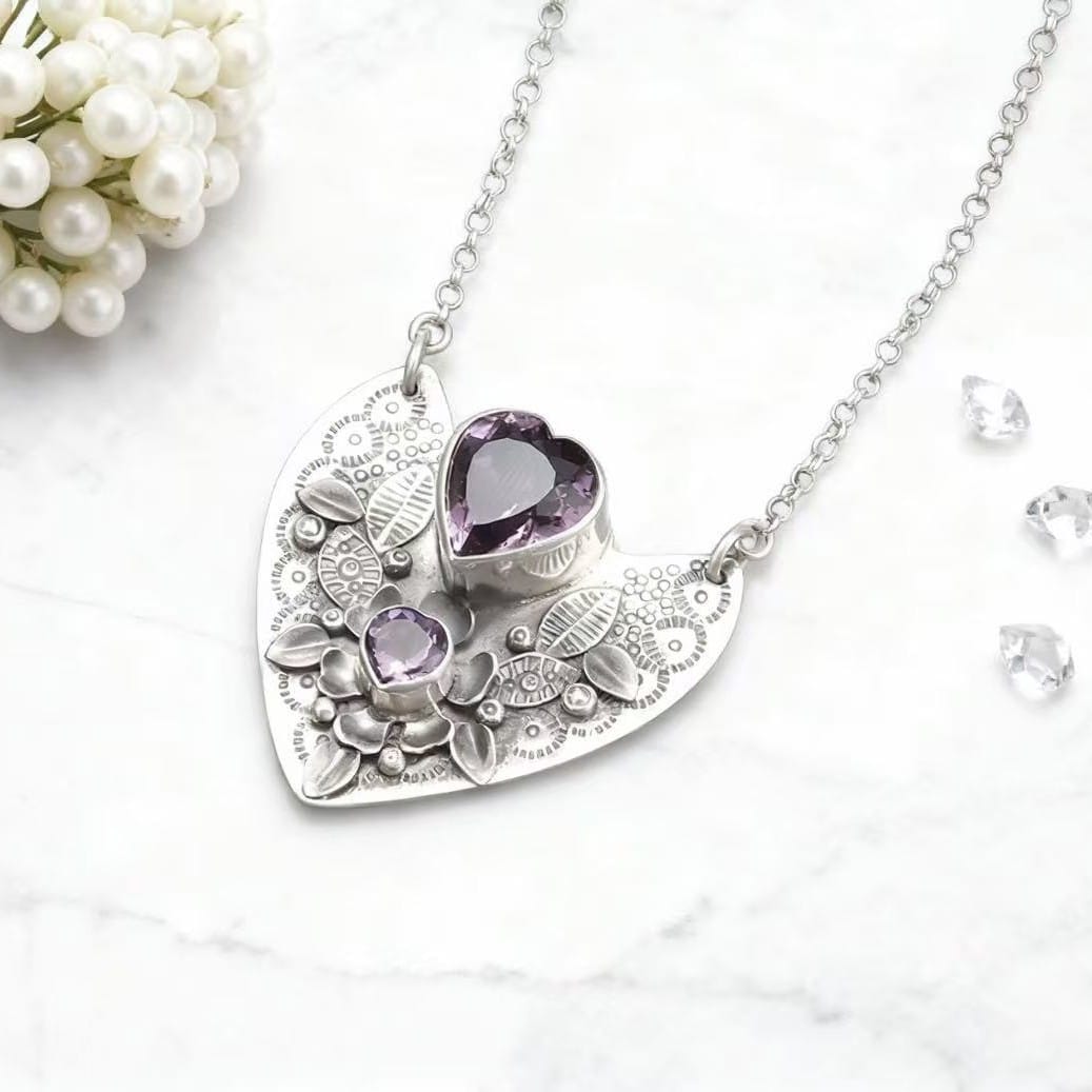 Amethyst Heart Garden Necklace