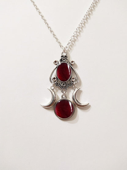 Triple Moon Goddess Amethyst Necklace