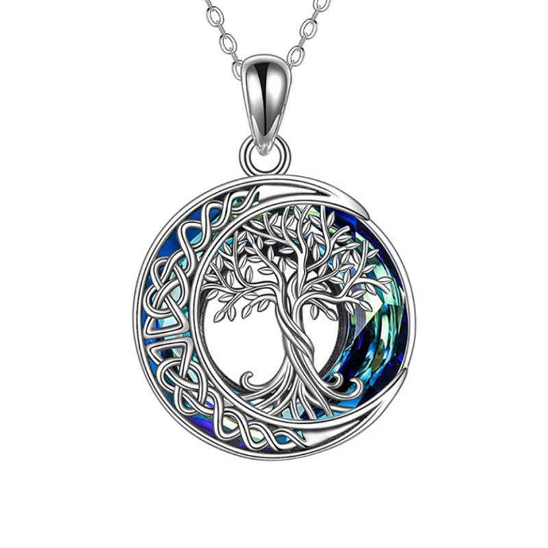 Celestial Crystal Tree of Life Moon Necklace