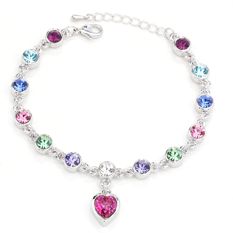 Mystic Blue Heart Charm Bracelet