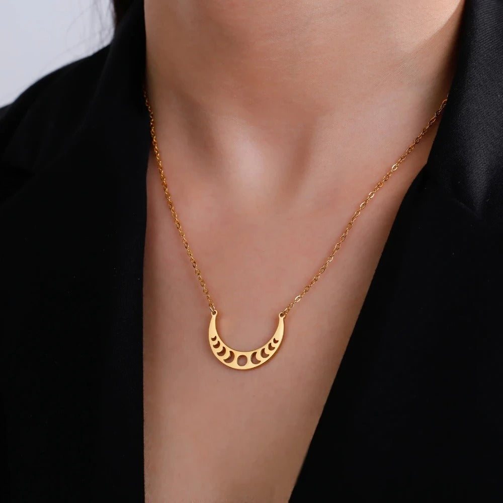 Lunar Phases Crescent Moon Necklace