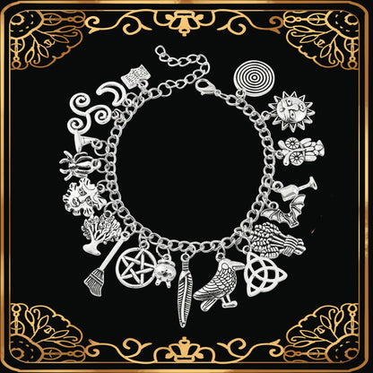 Mystical Elements Bracelet: Sun, Pentacle, Moon, Celtic and Runes
