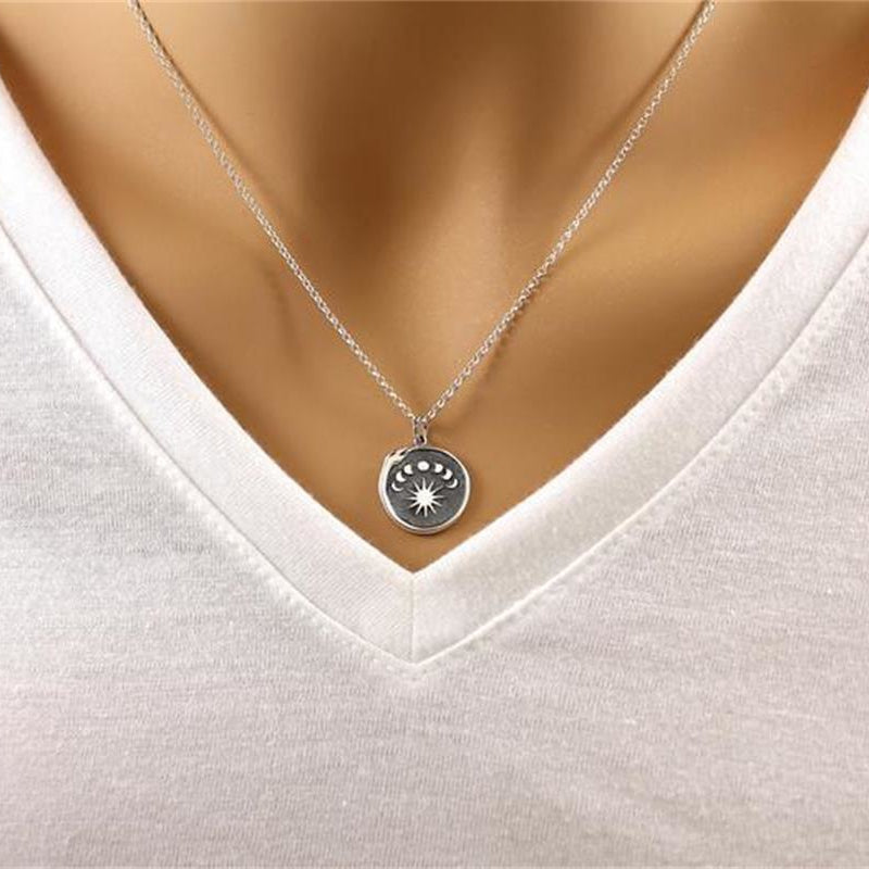 Sun Moon Phase Ouroboros Necklace