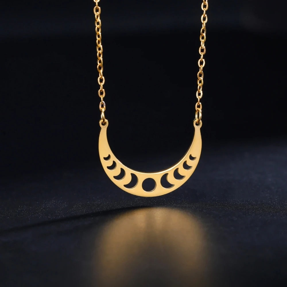 Lunar Phases Crescent Moon Necklace