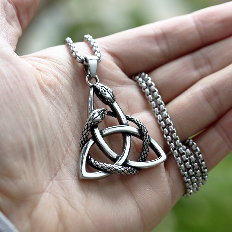 Ouroboros Trinity Knot Necklace