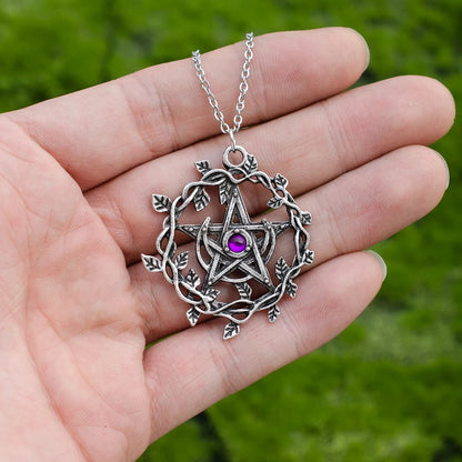 Protective Moonlit Amethyst Pentacle Necklace